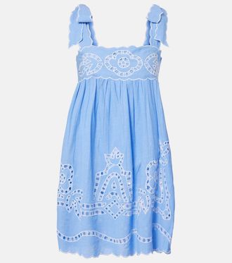 Juliet Dunn Broderie anglaise scalloped cotton minidress