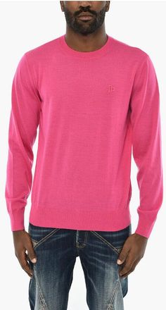 Dsquared2 Virgin Wool Crew-Neck Sweater with Ton On Ton Monogram size M