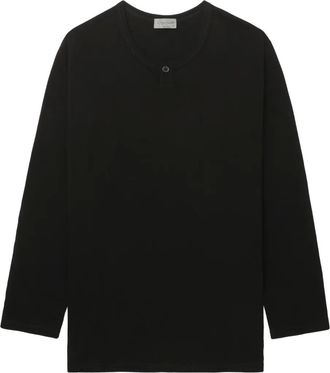 Yohji Yamamoto button long-sleeve T-shirt - men - Cotton - One Size - Black