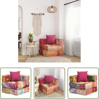 vidaXL Divano angolare - Pouf Modulare con Cuscino in Tessuto Patchwork