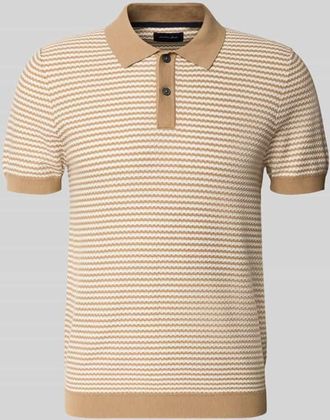 Christian Berg Strickshirt mit Polokragen und Knopfleiste in Sand, Gr&ouml;&szlig;e 3XL