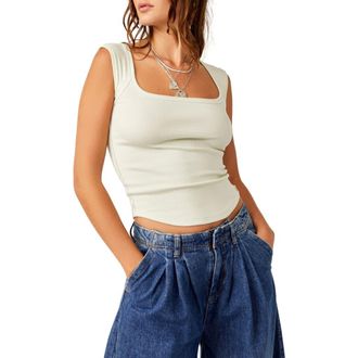 Free People Hummingbird Stretch Cotton Top in Mineral Sea at Nordstrom Rack, Size X-Large