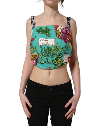 Dolce & Gabbana Vegetable-Print Silk Tank Top - Multicolor