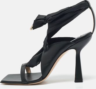 Sebastian Black Leather And Nylon Ankle Tie Sandals