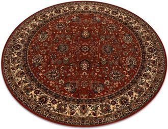 RugsX Rugsx - Wool carpet kashqai 4362 200 circle ornament claret / beige red round 160 cm
