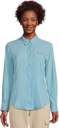Columbia Tamiamitm II Long Sleeve Shirt Womens Long Sleeve Button Up Vintage Blue : 2XL, Polyester