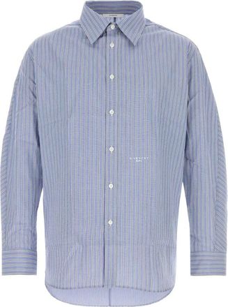 Givenchy Gestreept Poplin Shirt - Heren - Casual Overhemden - Blauw - L - Katoen - Overhemden