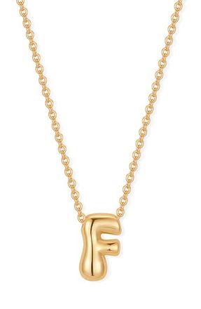 Brook & York Mini Pippa Bubble Initial Pendant Necklace in Gold F at Nordstrom