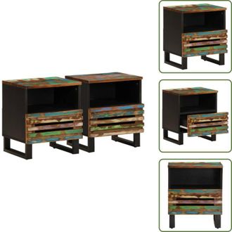 vidaXL Comodino in legno di recupero - vidaXL Comodini 2pz 40x34x46 cm in Legno Massello di Recupero