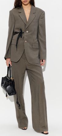 Balenciaga Checked Pattern Blazer, Womens, Brown