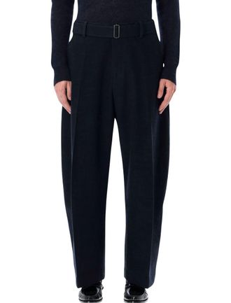 STUDIO NICHOLSON Wide-Leg Wool Cotton Blue Vital Trousers