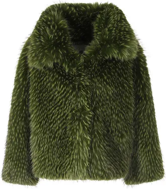 Essentiel Green Kastanje Faux Fur Coat