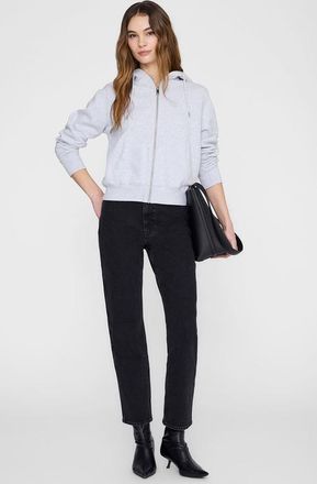 Anine Bing Casper Zip Up Sweatshirt in Grey Melange at Nordstrom, Size X-Small