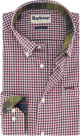 Barbour overhemd rood geruit katoen slim fit