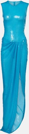 Alex Perry Abito lungo asimmetrico con paillettes