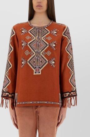 Isabel Marant zelda fringed geometric embroidered top
