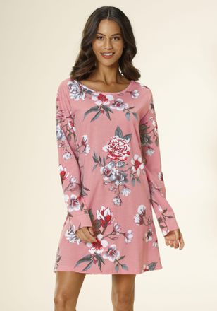 Vivance Nachthemd VIVANCE DREAMS, Damen, Gr. 40/42, N-Gr, orange (coral, apricot), Single Jersey, Obermaterial: 100% Baumwolle, gebl&uuml;mt, bequem kurz, Rundhals