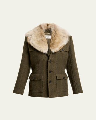 Saint Laurent Jacket with Removable Shearling Collar