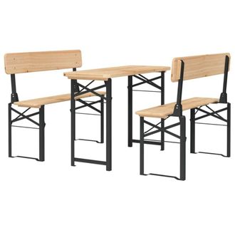 Berkfield Home Beautiful 3 Piece Folding Beer Table Set Solid Wood Fir in Brown