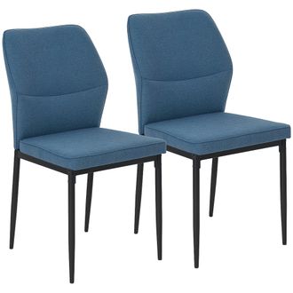 HOMCOM Set of 2 Dining Chairs with Curved Back Padded Seat for Kitchen - Blue | TJ Hughes