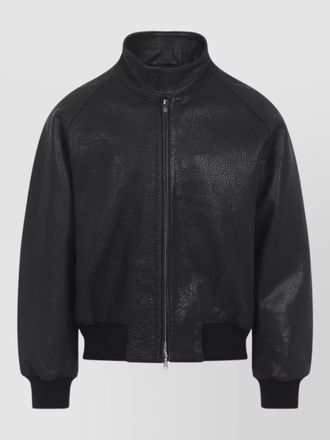STUDIO NICHOLSON leather ribbed bomber jacket