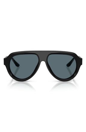 Ferrari 56mm Pilot Sunglasses in Shiny Black /Blue at Nordstrom