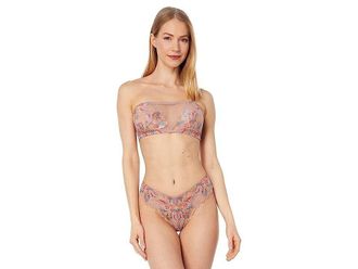 Cosabella Paradiso Bandeau Lingerie Womens P Pink Sheer Floral Stretch ERK299 (Pink,P)