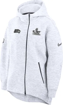 Nike Seattle Seahawks Super Bowl LX Opening Night Tech Fleece Nike Womens NFL Full-Zip Hooded Cape in Grey | 03410EBP78X-67Y