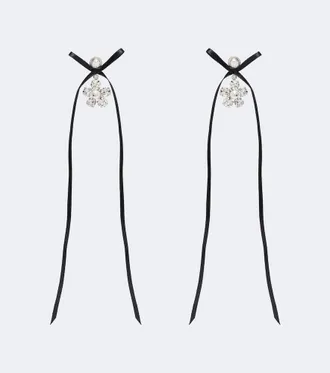 Simone Rocha Bow-detail crystal-embellished drop earrings