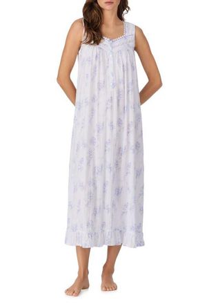Eileen West Sleeveless Cotton Ballet Nightgown in White Lilac at Nordstrom, Size X-Small