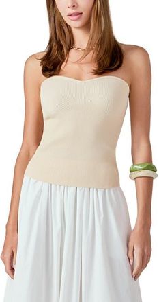 endless rose Strapless Rib Top in Beige at Nordstrom, Size X-Small