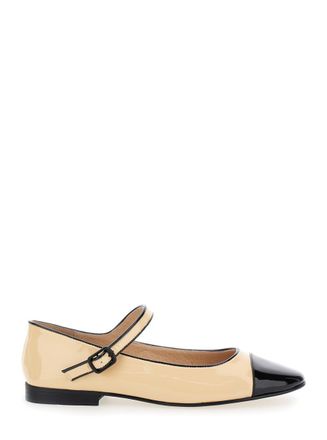 Jeffrey Campbell Curvet Beige Ballet Shoes With Contrasting Toe In Patent Leather Woman