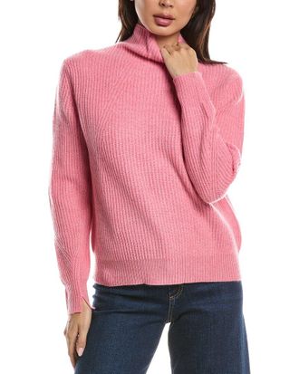 Fort&eacute; Cashmere Fashioned Rib Funnel Neck Cashmere Sweater