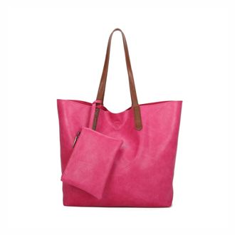 Generic 3 in 1 Shopper Bag for Women, Large Synthetic Tote Handbag with Madgot Top Closure, Detachable Long Strap, Removable Inner Bag & Small Purse Charm (Ro