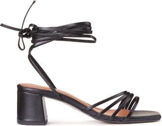 La Redoute Collections Leren sandalen met hak, veter aan de enkel