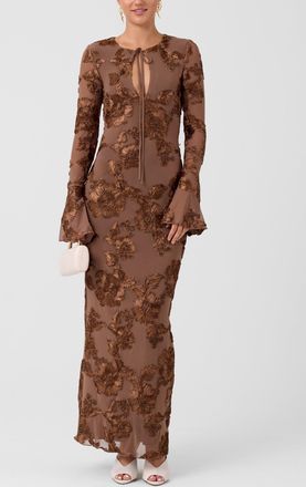 Rachel Roy Juliet Long Sleeve Soutache Maxi Dress