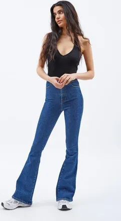 Dr. Denim Moxy High Flare Jeans in Cape Dark Plain at Nordstrom, Size X-Small