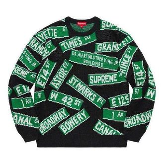 SUPREME Street Signs Sweater Black Green SUP-SS21-427