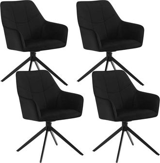 Woltu Woltu - Juego de 4 sillas de comedor con patas de metal. respaldo y asiento giratorio. en terciopelo negro