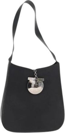 Ferragamo Pre-owned Shoulder Bags, female, Black, Size: ONE SIZE Pre-owned Leather Shoulder Bag