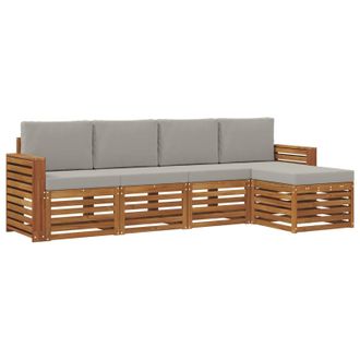 vidaXL Conjunto De Sof&aacute;s De Exterior 5 Pcs Gris Natural Y Claro Vidaxl