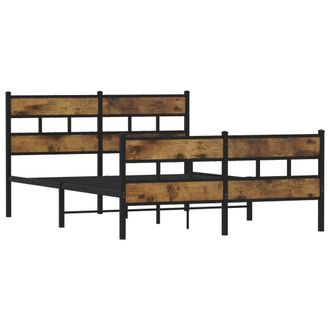 Berkfield Home Metal Bed Frame without Mattress Smoked Oak 160x200 cm in Brown