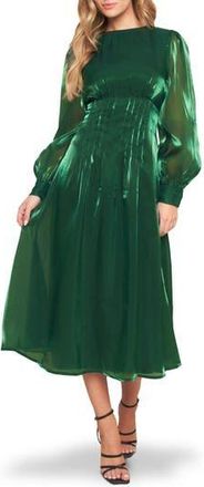 Flying Tomato Solid Long Sleeve Midi Dress in Green at Nordstrom Rack, Size Large