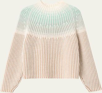 Lafayette 148 New York Ombre Wool-Cashmere Rib Knit Sweater