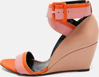 Pierre Hardy Multicolor Leather Wedge Ankle Strap Sandals Size 40