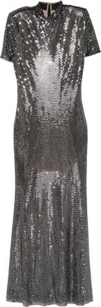 Self Portrait Maxi Dresses, female, Black, 2XS, Embellished Short-sleeve Midi Dress