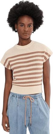 Lilla P Textured Wedge Sweater Womens Sweater Fawn Stripe : XL, Cotton/Polyester