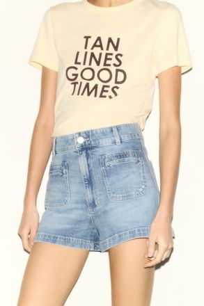 H&M High-waist denim shorts in Light Denim Blue at Nordstrom, Size 16