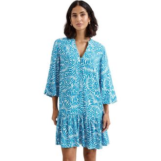 Phase Eight Phoebe Tiered Hem V-Neck Mini Dress in Blue at Nordstrom, Size 12