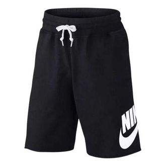 Nike Large Logo Printing Elastic Waistband Drawstring Sports Shorts Black 905299-010